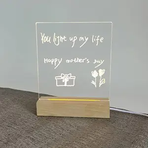LED Acrylic Message Board Refrigerator Dry Erase Board With Light Up Stand