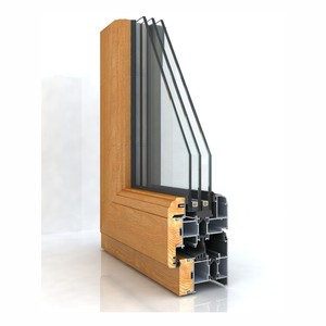 Fenêtre à battant française en aluminium composite sur mesure, verre isolant à économie d'énergie, revêtement en chêne massif pour maison zéro émission - Product Image 2