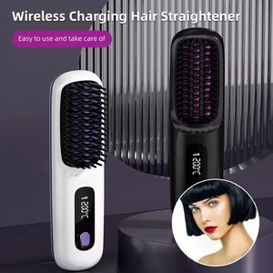Mini <span class=keywords><strong>brosse</strong></span> <span class=keywords><strong>lissante</strong></span> électrique professionnelle pour femmes USB, ions négatifs, sans fil, recharge sans fil, capacités de lissage - Product Image 2