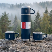 Set de Regalo de Termo de Acero Inoxidable 304 de 500 ml con 2 Tazas, Botella Térmica de Doble Pared con Tazas Desmontables, Personalizable