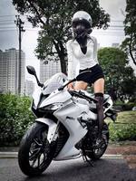 Moto sportive compacte National Four EFI Small Ninja, modèle Prone Race White Aurora, bicylindre, refroidissement par eau, 196cc, SY200-4H, 110Km/h