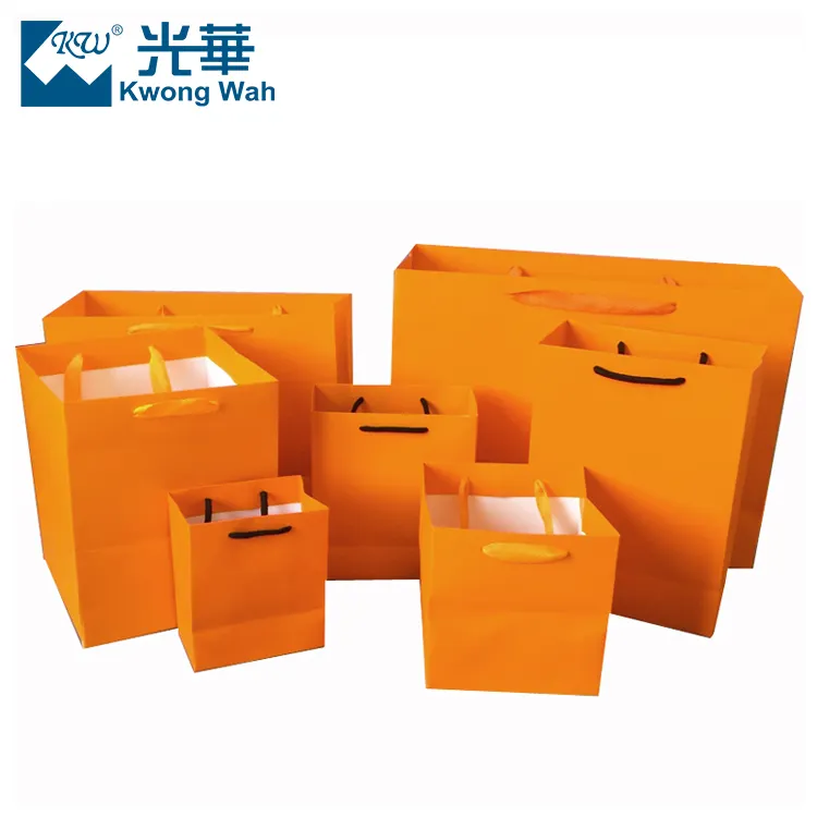 Bag With Print China Wholesale Price Free Sample Reusable Orange Paper Shopping Bag Kraft Custom Print With Handle