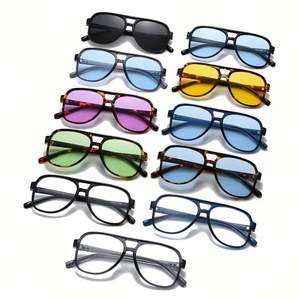 Lunettes de soleil vintage personnalisées avec logo, pour hommes et femmes, avec rivets, grande monture, verres transparents UV400, double pont, style aviateur - Product Image 4