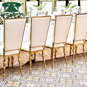 Alquiler de muebles de acero inoxidable dorado, silla de boda con respaldo alto para novia y novio, Hotel, comedor al aire libre y uso en la sala de estar - Product Image 2