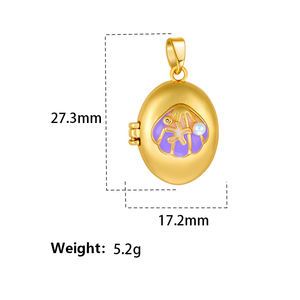 จี้รูปเปลือกหอยปลาดาว HD427 ประดับมุก พร้อมกล่องใส่รูปภาพ วัสดุทองเหลืองชุบทอง 18k ลายสัตว์ทะเลเคลือบสีรูปไข่ สร้อยคอจี้แฟชั่น - Product Image 3