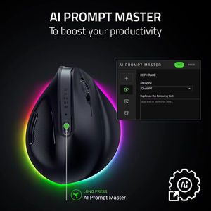 Razer Pro Click V2 Vertical Wireless <b>Mouse</b> 6 Button Ergonomic Design One Click AI Prompt Long Battery Life Wireless <b>Mouse</b> - Product Image 2