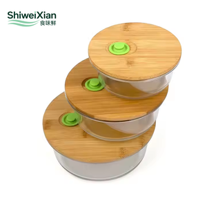 Shiweixian Tre Nắp Bento Hộp Ăn Trưa, Lò Microwave Thủy Tinh Thực Phẩm Lưu Trữ Container Với Nắp Tre - Product Image 3