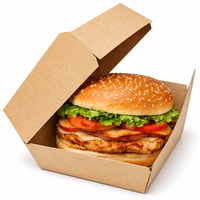 Boîte à hamburger en papier kraft avec couvercle rabattable, vente en gros, personnalisable avec logo, haute qualité, robuste, la plus vendue, pour plats à emporter