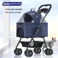(Prêt à expédier) Fabrication de poussette pour animaux de compagnie pratique et bon marché à 4 roues universelles pour chiot et chaton chariot de marche extérieur