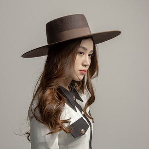 Fedora mùa thu và mùa đông mới thời trang thanh lịch lớn vành len cảm thấy đầu mũ dành cho người lớn phẳng-<span class=keywords><strong>Top</strong></span> Webbing lưỡi Fedora - Product Image 1