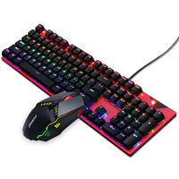 Honcam Teclado y ratón para juegos con cable Combo Rgb Teclado retroiluminado para juegos con teclas multimedia Ratón para jugadores de PC con Windows