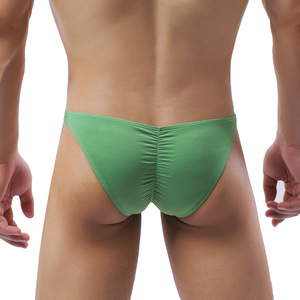 Caleçons pour hommes en soie glacée, taille basse, respirants, tricotés, violets - Product Image 5