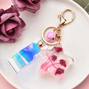 Porte-clés en acrylique scintillant avec étoile de mer et coquillage, en cuir, laser magique, pendentif porte-clés - Product Image 2