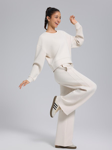 Pantalon de sport pour femme, uni, ample, décontracté, automne, yoga, gym, taille mi-haute, respirant, séchage rapide, entraînement, 100% polyester, vêtements de sport - Product Image 3