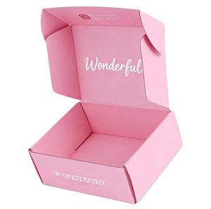 Boîtes d'expédition en carton ondulé personnalisées pour emballages cadeaux roses avec impression sur mesure - Product Image 3