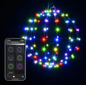 Luzes de bola dobráveis para árvore, esfera de luz de Natal com controle de cores RGB APP