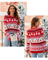 WingTu Pull Jacquard de Noël en tricot à logo personnalisé pour automne et hiver pour femmes