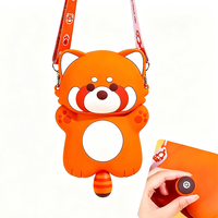 Sac à téléphone mignon en forme de panda roux pour femmes et filles, sac à bandoulière en silicone 3D avec sonnette, sangle réglable compatible avec la plupart des téléphones