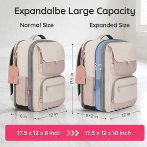 Vacuum Seal Expandable Unisex Microfiber Synthetic Leather <strong>Backpack</strong> Hand Pump Luggage Tag RFID Pocket Compression for <strong>Laptop</strong> - Product Image 4