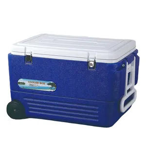 Grote Capaciteit Outdoor Camping Vissen Portable 60L 80L Grote Plastic Geïsoleerde Ice Borst Koelbox Met Wielen En Handvat