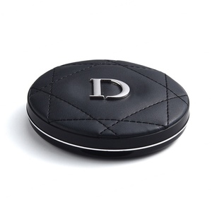 Porte-monnaie de poche rond en cuir PU noir de luxe personnalisable avec miroir - Product Image 6