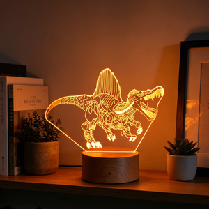 Dreamy Touch Control 7-color USB LED Night Light Wood Grain Base for Children's Party <b>Dinosaur</b> Decoration Bedroom Home Use Gift - Product Image 6
