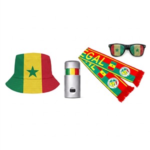 Set de 4 Piezas para Fanáticos de la Copa Mundial de Fútbol 2026, Bandera Nacional de Senegal, Gorro, Bufanda, Gafas de Sol, Pintura Facial en Barra, Recuerdos de Fútbol - Product Image 1