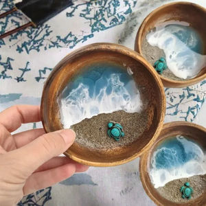 งานฝีมือเรซินทำด้วยมือชามมหาสมุทรเครื่องประดับตกแต่งโลกข้ามพรมแดนชายหาดไมโครโลก - Product Image 3