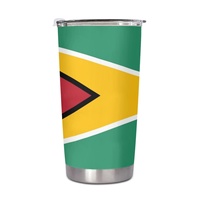 Gobelet isotherme en acier inoxydable de 20 oz, imprimé du drapeau de la Guyane, idéal pour la conduite quotidienne sur la route, le camping en montagne et les pauses café au bureau