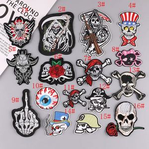 Wholesale Personalized Iron on Hand Embroidery Patches Custom Patch Embroidered Skull Biker for Hat - Product Image 2