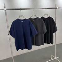 Haut à manches courtes coupe ample, col côtelé intégré et panneau sans couture aux épaules, effet vintage délavé et vieilli, faible MOQ, personnalisable OEM