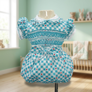 Vestido Romper de Algodón Azul Sólido para Niñas Casalia con Mangas Abullonadas, Cuello Peter Pan y Volantes, Estilo A-Line, Mini Vestido de Otoño - Product Image 2