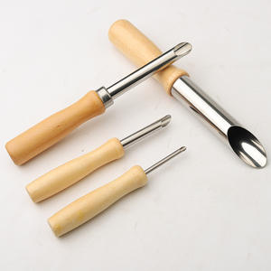 4ชิ้นสแตนเลสและไม้ทรงกลมตัดหลุมดินสำหรับเครื่องปั้นดินเผาและประติมากรรมสำหรับเครื่องมือดินเหนียว - Product Image 4