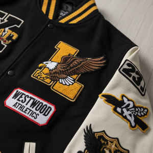 Chaquetas Varsity con Logotipo Personalizado Bordado en Poliéster, Mangas con Letras, Tallas Grandes, para Equipos de Béisbol, Unisex, Primavera, Formales, Resistentes al Agua - Product Image 2