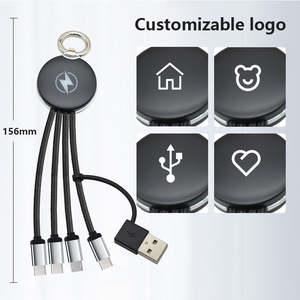 <span class=keywords><strong>สาย</strong></span>เคเบิลข้อมูลไนลอนถักแบบ5 in 1พร้อมโลโก้เรืองแสงพวงกุญแจอินพุตคู่ชาร์จเร็วใช้งานได้หลากหลายสำหรับโทรศัพท์มือถือ - Product Image 4