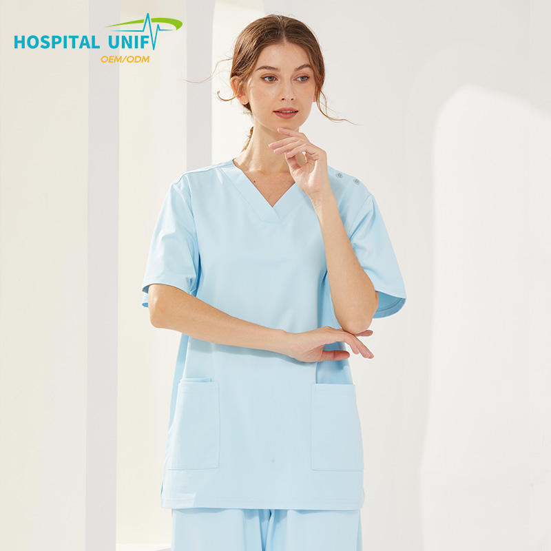 H&U Best Selling High Quality Doctor Hospital Uniform Woman Top Suit Scrubs  Cotton Polyester Sets Custom Scrubs Nursing Uniform