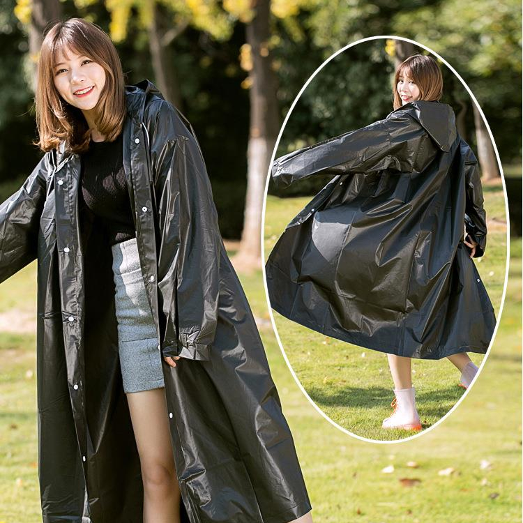 High Quality 1PC EVA Unisex Raincoat Thickened Waterproof Rain Coat Women Men Black Camping Waterproof Rainwear Suit