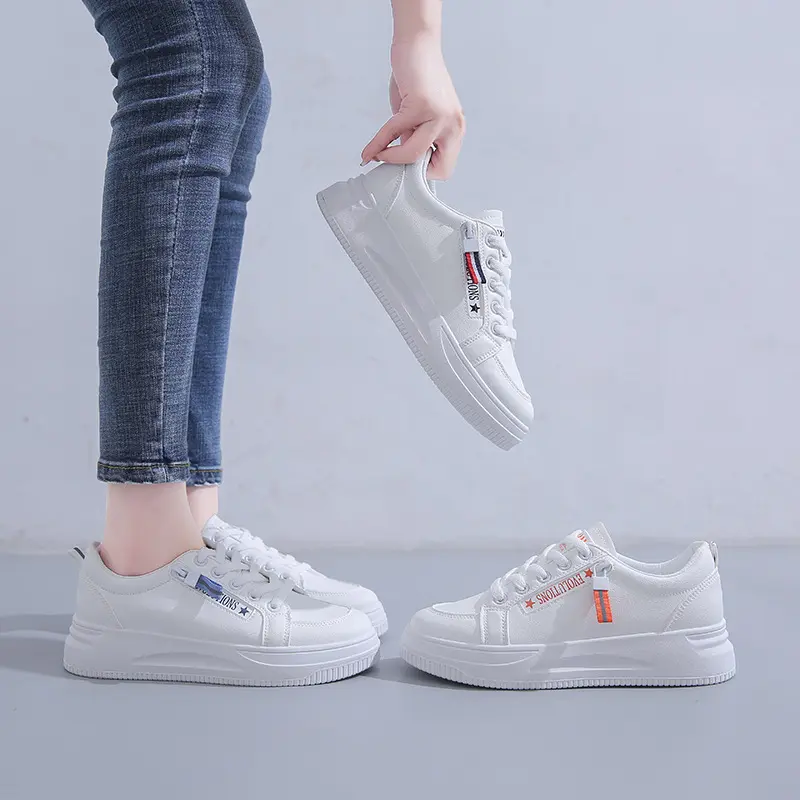 2024 Hot Sale Ladies Casual sneakers Fashion white shoes Breathable Lace-Up sports shoes for women