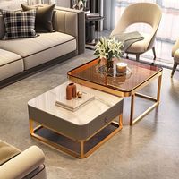 Meubles de salon design minimaliste pas cher prix table centrale en verre blanc table basse de luxe moderne avec tiroir pour la maison