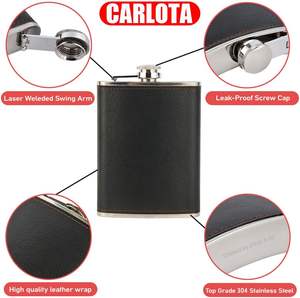 En gros, Ensemble de flasque à liqueur et whisky en acier inoxydable pailleté de 8 oz avec 2 verres à shot et entonnoir - Product Image 3