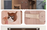 Villa de luxe moderne pour chat, nid fermé en verre trempé, modèle Malacca en bois massif, maison universelle pour chat et chien