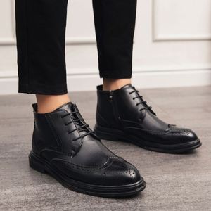 New Arrivals Men's Trendy Business <b>High</b>-top Leather Shoes Men's Shoes Large Size 38-46 - Product Image 2