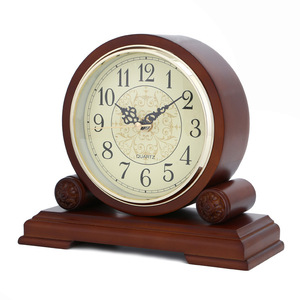 Solid Wood Table Clock European Style Circular Silent Wooden Clock For Living Room Bedroom Retro Design - Product Image 3