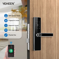 Serrure intelligente WiFi Tuya en acier inoxydable 304 pour portes en bois, serrure multipoints Ttlock Ble avec empreinte digitale, carte-clé, serrure numérique