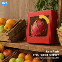 Boîte à fruits rouge personnalisée avec fenêtre transparente, emballage en carton ondulé