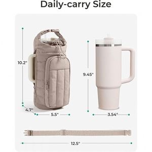 Stock for Outdoor Sports Leather Water <b>Bottle</b> <b>Bag</b> Portable Large Capacity Crossbody Travel Insulated - Product Image 3