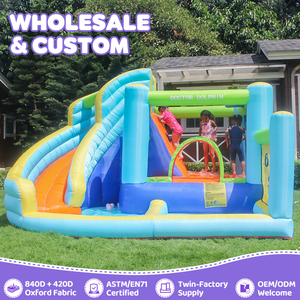 Tobogán Acuático Inflable <span class=keywords><strong>Doctor</strong></span> Dolphin para Niños, <span class=keywords><strong>Castillo</strong></span> Inflable con Pared de Escalada de Tela Oxford - Product Image 1