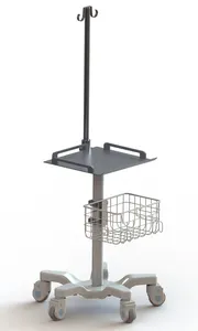 Medical Use Low Center Of Gravity Height Adjustable ECG Trolley With Scanner Hanging Cup