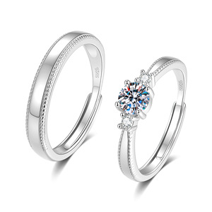 Anillo de Compromiso y Matrimonio para Pareja, Anillo de Mujer con Moissanita D VVS1, Anillo de Hombre de Plata 925, Joyería de Moissanita - Product Image 3