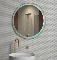 Cadre de miroir LED en cuivre chinois de style moderne Interrupteur étanche à capteur Éclairage de salle de bain Miroir suspendu mural Phare